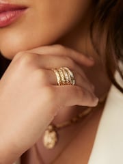 Mint Velvet Gold Tone Hammered Ring - Image 2 of 5