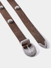 Mint Velvet Brown Leather Studded Belt - Image 5 of 5