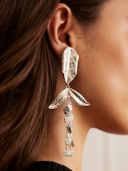 Mint Velvet Silver Tone Statement Floral Earrings - Image 2 of 5