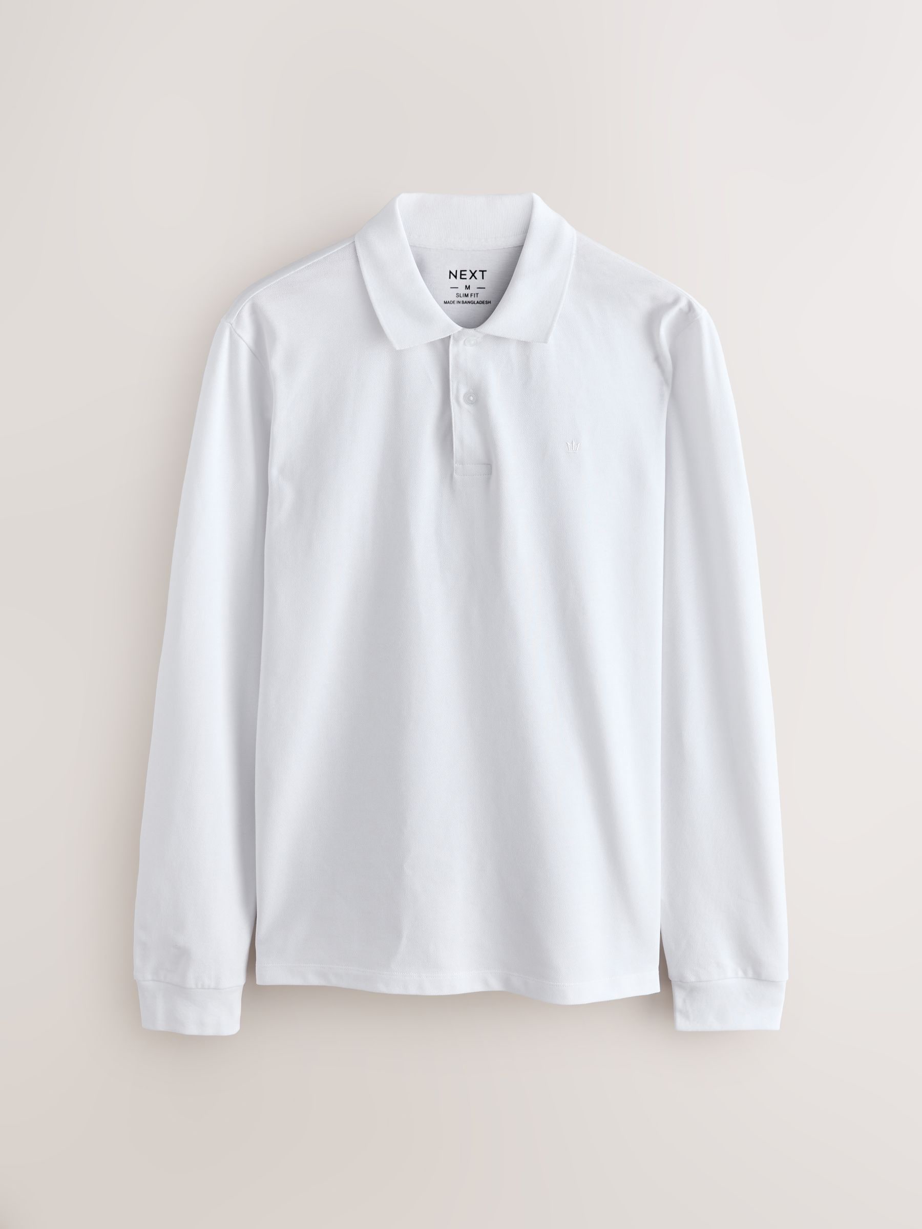 Buy White Slim Fit Long Sleeve Pique Polo Shirt from Next USA