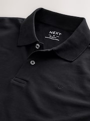 Black Slim Fit Long Sleeve Pique Polo Shirt - Image 7 of 7