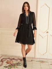 Love & Roses Black Petite Trim Detail Mini Dress - Image 1 of 4