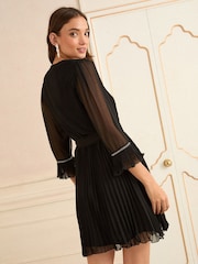 Love & Roses Black Petite Trim Detail Mini Dress - Image 2 of 4