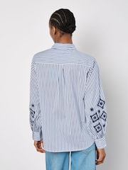 Apricot Blue Embroidered Eyelet Stripe Shirt - Image 4 of 4