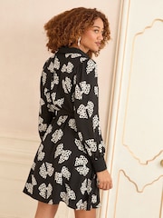 Love & Roses Black Bow Petite Mini Shirt Dress - Image 3 of 4