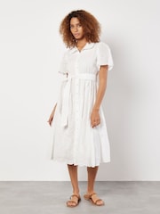 Apricot White Broderie Angel Sleeve Shirt Midi Dress - Image 1 of 4