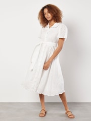 Apricot White Broderie Angel Sleeve Shirt Midi Dress - Image 3 of 4