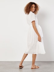 Apricot White Broderie Angel Sleeve Shirt Midi Dress - Image 4 of 4