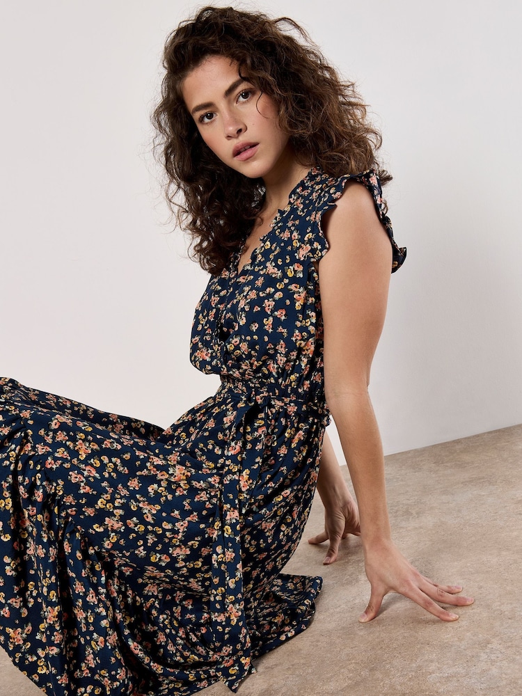 Ruffle Wrap Tight Dress With Frill Bottom Buy Apricot Blue