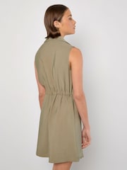 Apricot Green Utility Tie Sleeveless Shirt Dress - Image 4 of 4