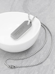Treat Republic Mens Silver Tone Personalised Metallic Dog Tag Necklace - Image 3 of 5