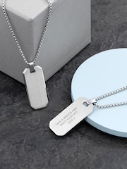 Treat Republic Mens Silver Tone Personalised Metallic Dog Tag Necklace - Image 4 of 5