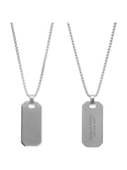 Treat Republic Mens Silver Tone Personalised Metallic Dog Tag Necklace - Image 5 of 5