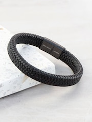 Treat Republic Mens Personalised Braided Leather Bracelet - Image 1 of 5
