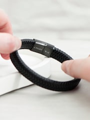 Treat Republic Mens Personalised Braided Leather Bracelet - Image 3 of 5