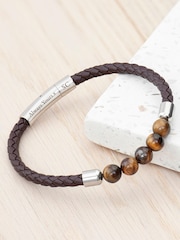 Treat Republic Mens Personalised Woven Tiger's Eye Print Bracelet - Image 1 of 5