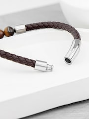 Treat Republic Mens Personalised Woven Tiger's Eye Print Bracelet - Image 3 of 5