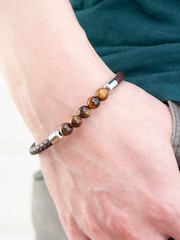 Treat Republic Mens Personalised Woven Tiger's Eye Print Bracelet - Image 4 of 5