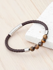 Treat Republic Mens Personalised Woven Tiger's Eye Print Bracelet - Image 5 of 5