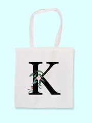 Treat Republic Personalised Floral Initial Tote White Bag - Image 1 of 3