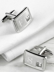 Treat Republic Personalised Brushed Cufflinks with Crystal - Image 1 of 5