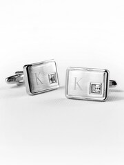 Treat Republic Personalised Brushed Cufflinks with Crystal - Image 2 of 5