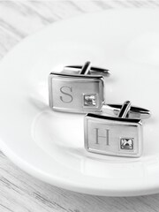 Treat Republic Personalised Brushed Cufflinks with Crystal - Image 3 of 5
