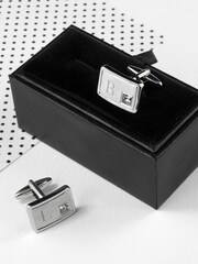 Treat Republic Personalised Brushed Cufflinks with Crystal - Image 4 of 5