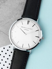 Treat Republic Mens Personalised Leather Watch with White Face - Image 1 of 5