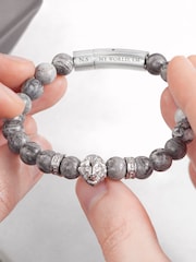 Treat Republic Mens Personalised Lion Print Jasper Stone Bracelet - Image 3 of 5