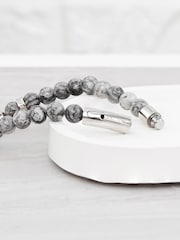 Treat Republic Mens Personalised Lion Print Jasper Stone Bracelet - Image 4 of 5