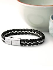 Treat Republic Mens Personalised Metal Detailed Leather Bracelet - Image 1 of 5