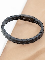 Treat Republic Mens Personalised Leather Chevron Black Bracelet - Image 1 of 5