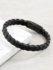 Treat Republic Mens Personalised Leather Chevron Black Bracelet - Image 3 of 5
