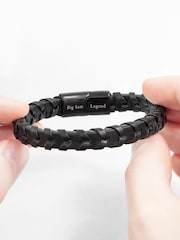 Treat Republic Mens Personalised Leather Chevron Black Bracelet - Image 4 of 5