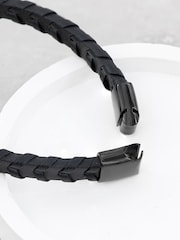 Treat Republic Mens Personalised Leather Chevron Black Bracelet - Image 5 of 5