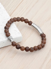 Treat Republic Mens Personalised Wooden Buddha Bracelet - Image 1 of 5
