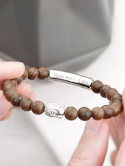 Treat Republic Mens Personalised Wooden Buddha Bracelet - Image 2 of 5