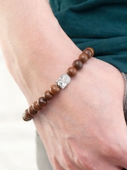 Treat Republic Mens Personalised Wooden Buddha Bracelet - Image 3 of 5