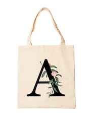 Treat Republic Personalised Floral Print Initial 100% Linen Tote Bag - Image 2 of 3