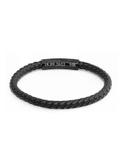 Treat Republic Mens Personalised Woven Leather Black Bracelet - Image 5 of 5