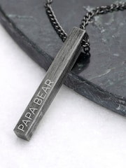 Treat Republic Mens Personalised Brushed Gunmetal Solid Bar Black Necklace - Image 2 of 4