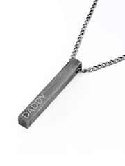 Treat Republic Mens Personalised Brushed Gunmetal Solid Bar Black Necklace - Image 4 of 4