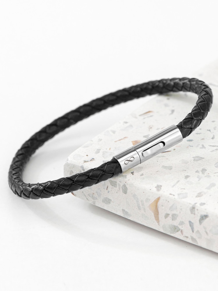 Treat Republic Mens Personalised Infinity Capsule Leather Bracelet - Image 1 of 5