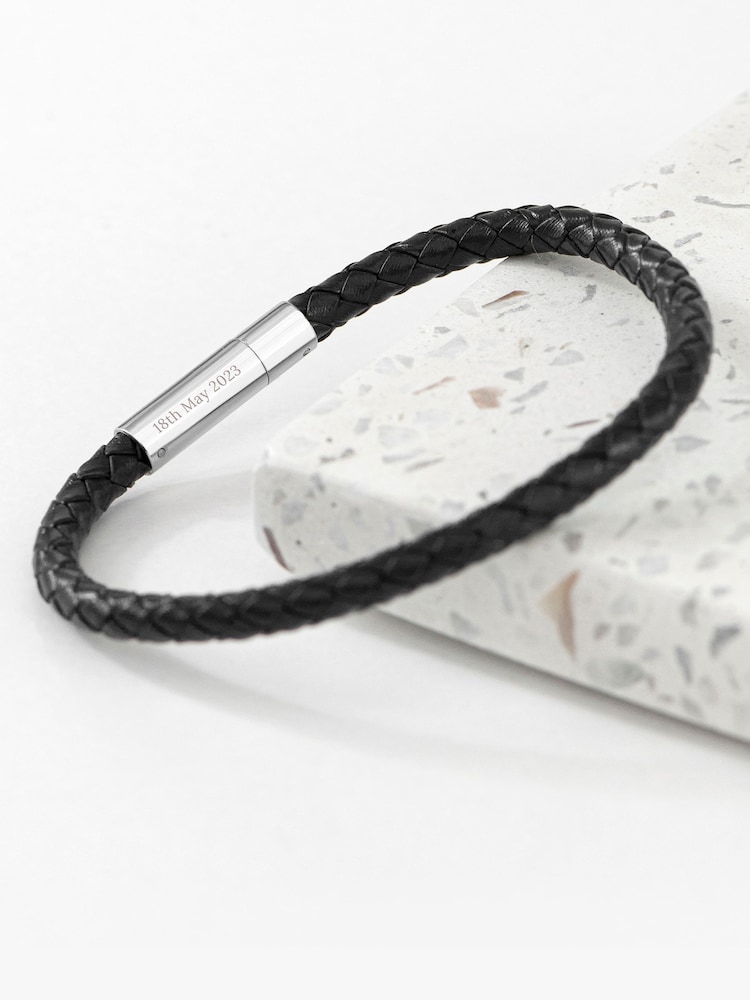 Treat Republic Mens Personalised Infinity Capsule Leather Bracelet - Image 2 of 5