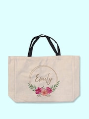 Treat Republic Personalised Floral Print Wreath Tote Bag - Image 1 of 2