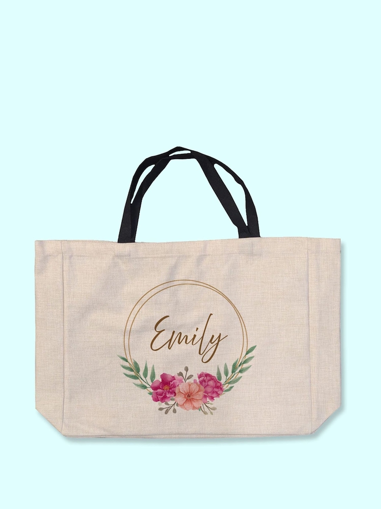 Treat Republic Personalised Floral Print Wreath Tote Bag - Image 1 of 2