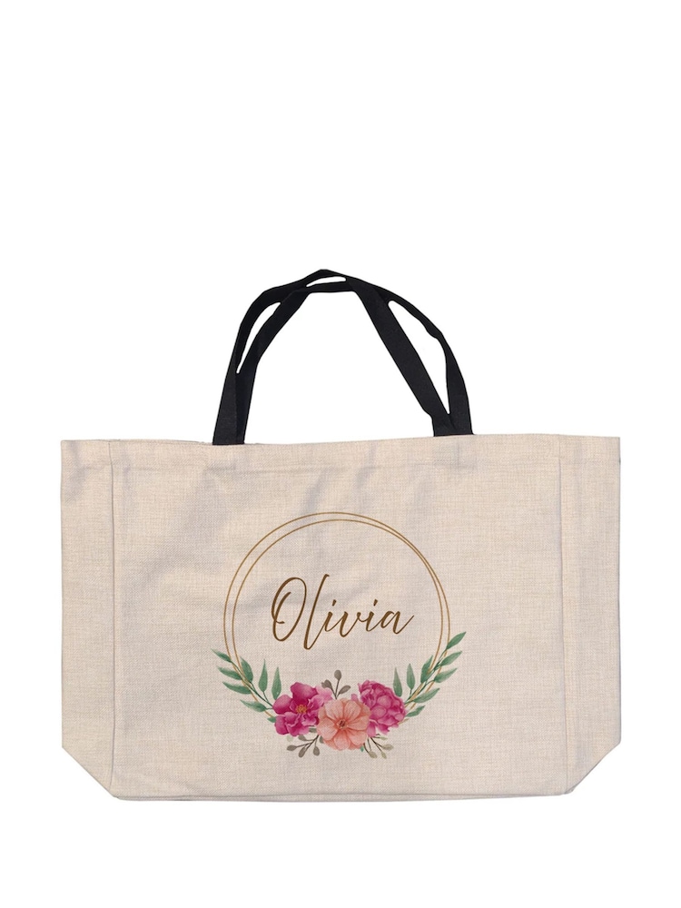 Treat Republic Personalised Floral Print Wreath Tote Bag - Image 2 of 2