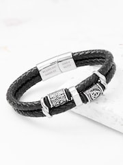 Treat Republic Mens Personalised Celtic Knot Leather Bracelet - Image 1 of 5