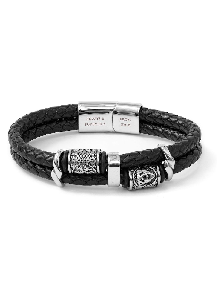 Treat Republic Mens Personalised Celtic Knot Leather Bracelet - Image 5 of 5